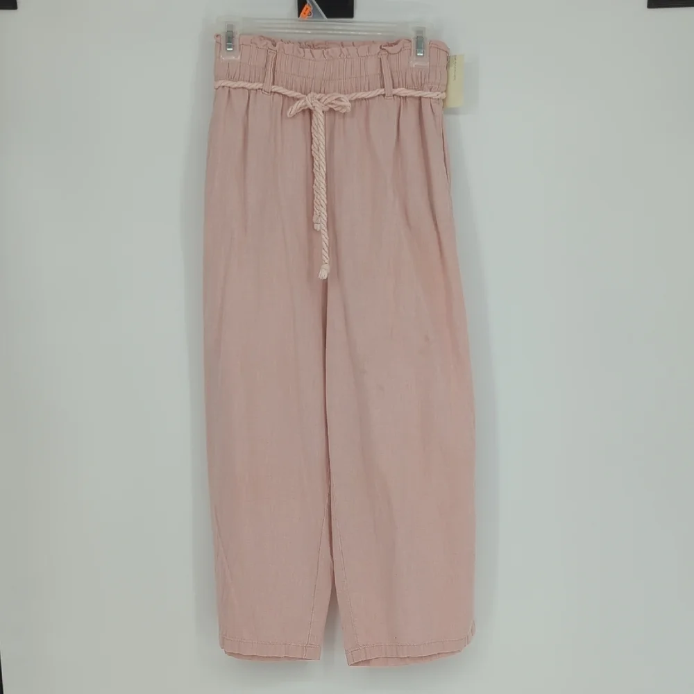 19933 H&M Wide Leg Linen Pant Pink size 4 coastalcore summer resortwear casual